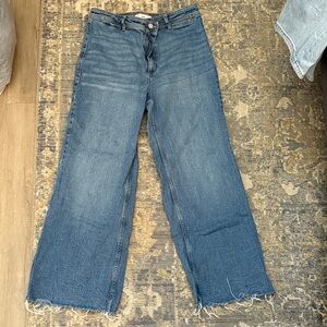 MANGO Women's Blue Wide-Leg Jeans